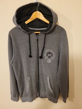 Vintage Koton Los Angeles State Men's Gray Zip-Up Hooded Sweater Size Large